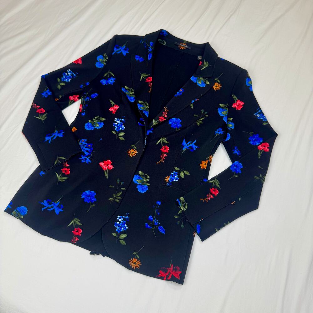 Tahari Floral Blazer Jacket Women’s 4 Black Floral Career Office Siren Botanical - Picture 14 of 16